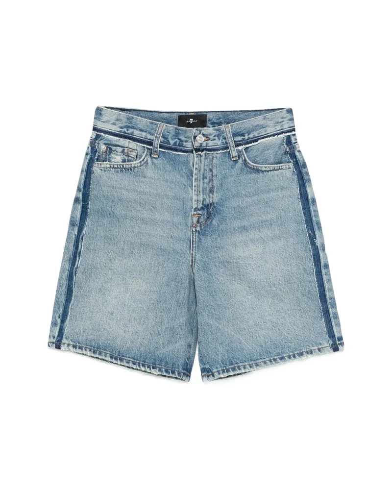 7 for all mankind Stripe Denim Shorts Blue