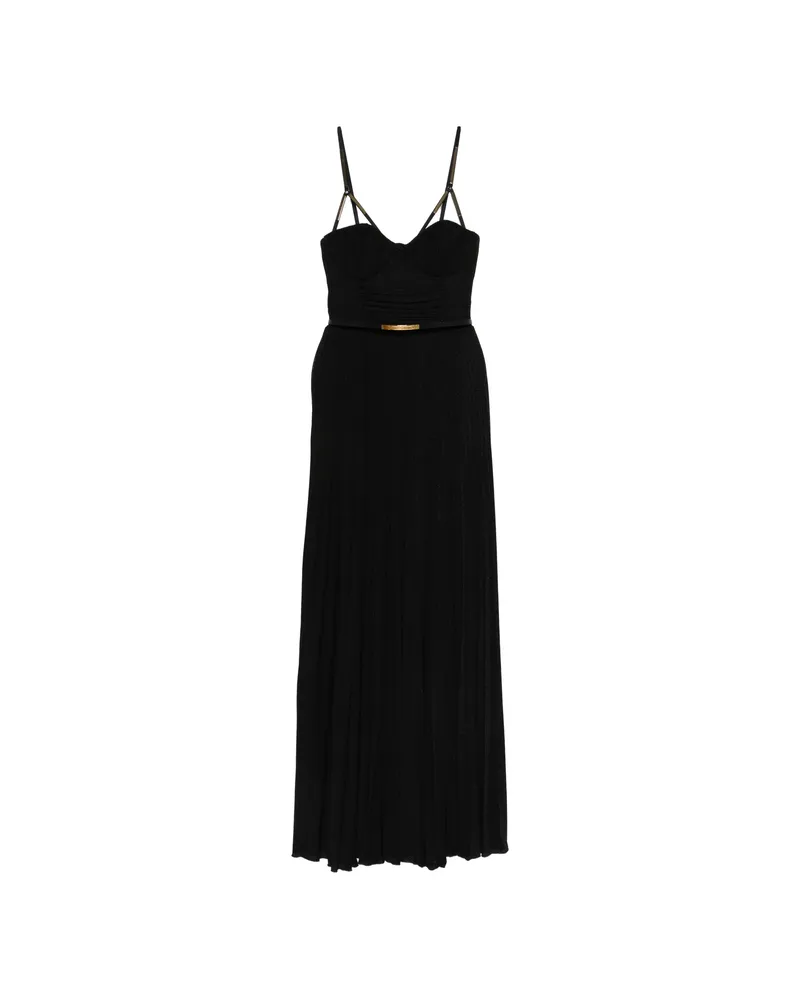 Elisabetta Franchi Bustier Belted Maxi Dress Black