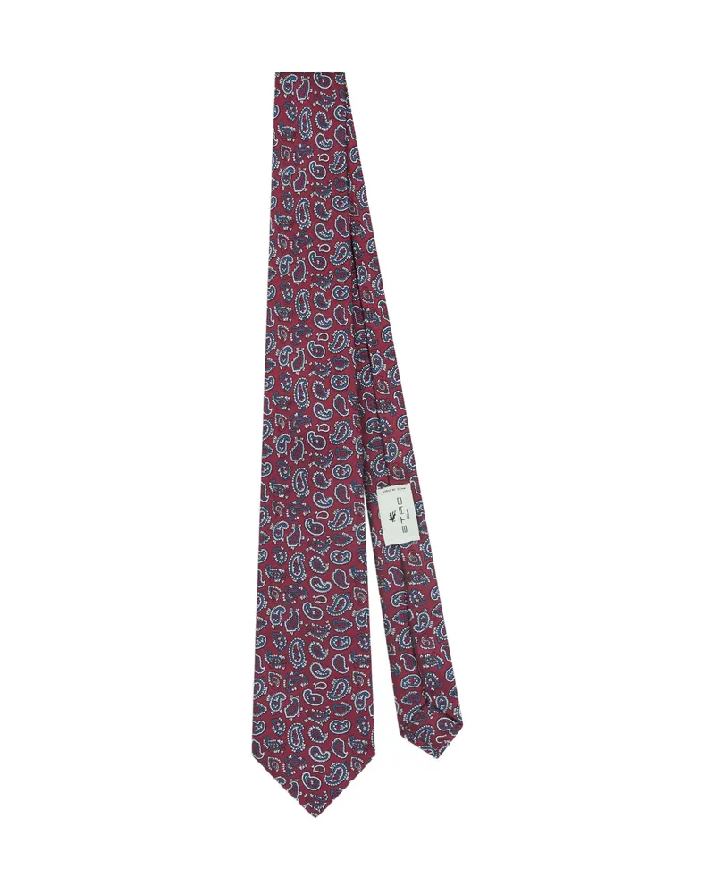 Etro Jacquard Paisley Silk Tie Red