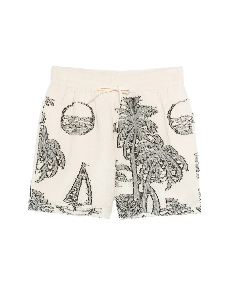 Maison Labiche Tree-embroidered Shorts Neutrals