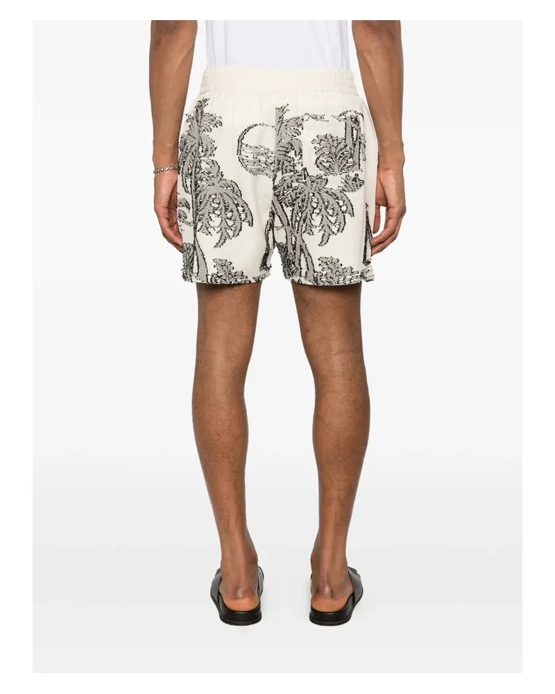 Maison Labiche Tree-embroidered Shorts Neutrals