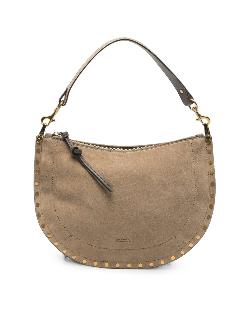 Isabel Marant Oskan Stud-embellished Suede Shoulder Bag Neutrals