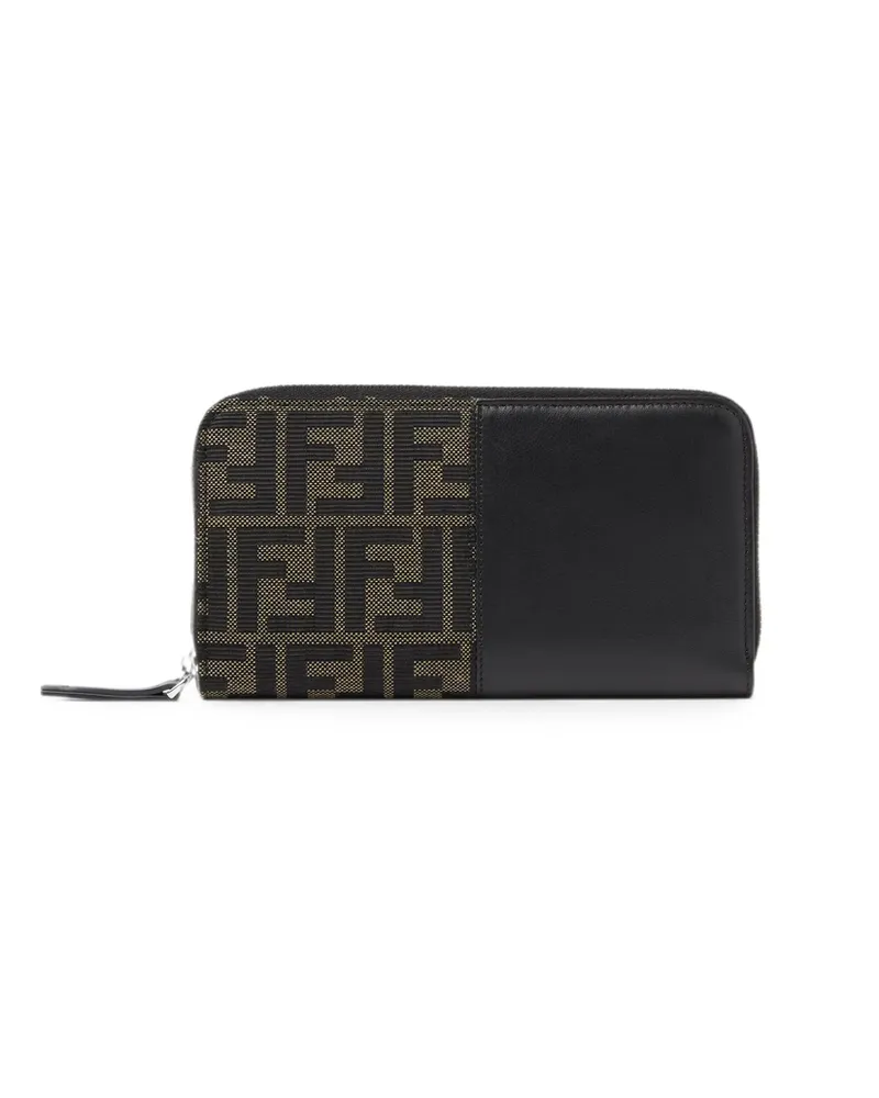 Fendi FF Jacquard Zip Around Wallet Black