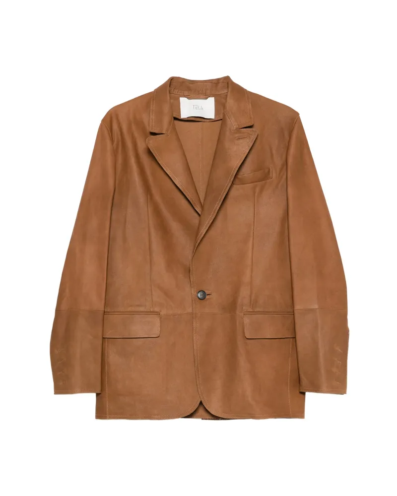 TELA Notched-lapel Leather Blazers Brown
