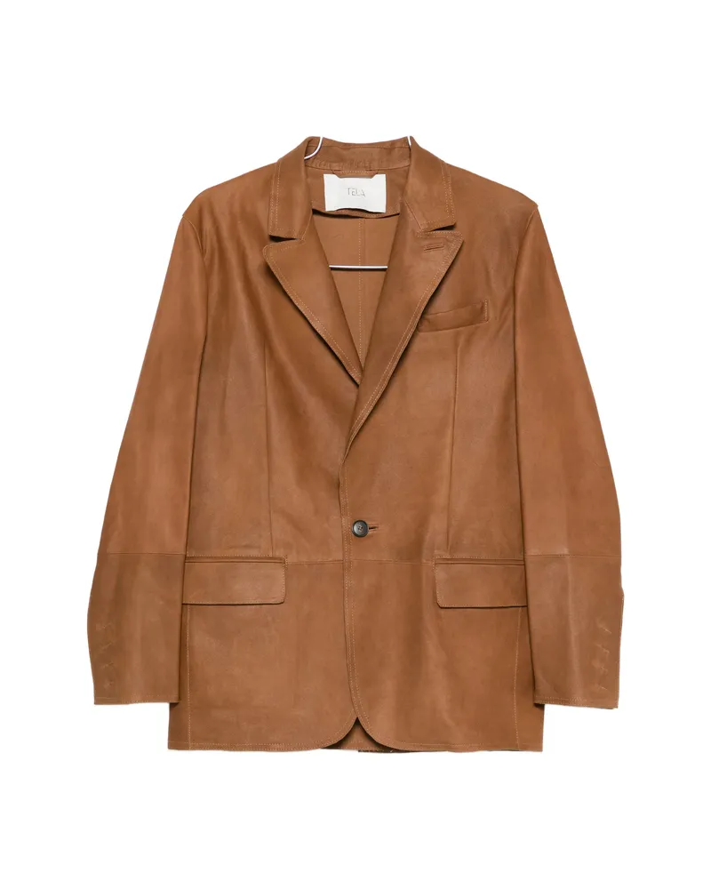 TELA Notched-lapel Leather Blazers Brown