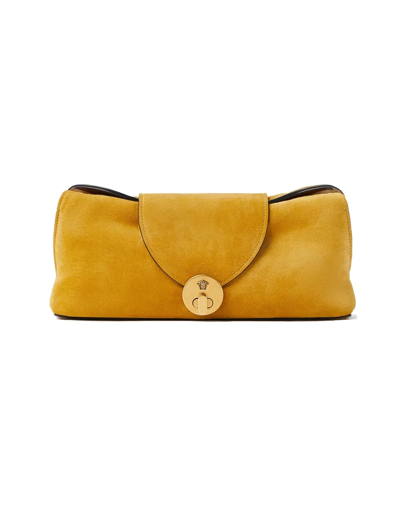 Versace Vivian Suede Clutch Yellow