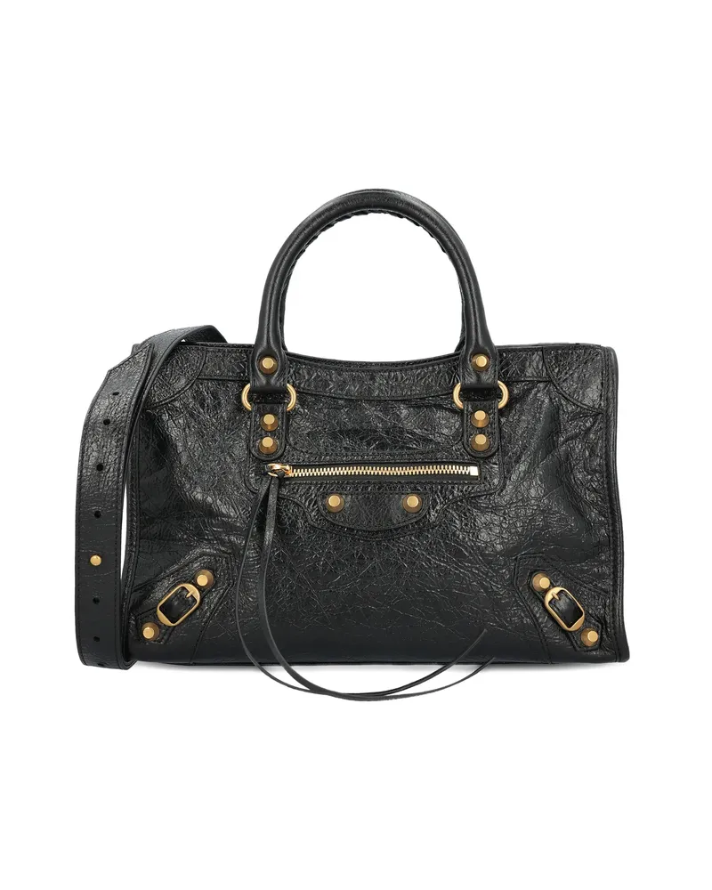 Balenciaga Small Le City Stud Textured Tote Bag Black