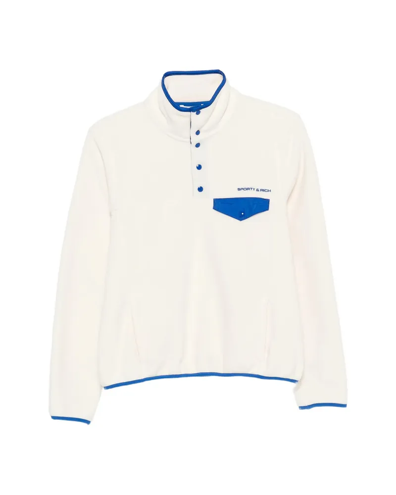 SPORTY & RICH Contrast-trim Fleece Sweatshirt White
