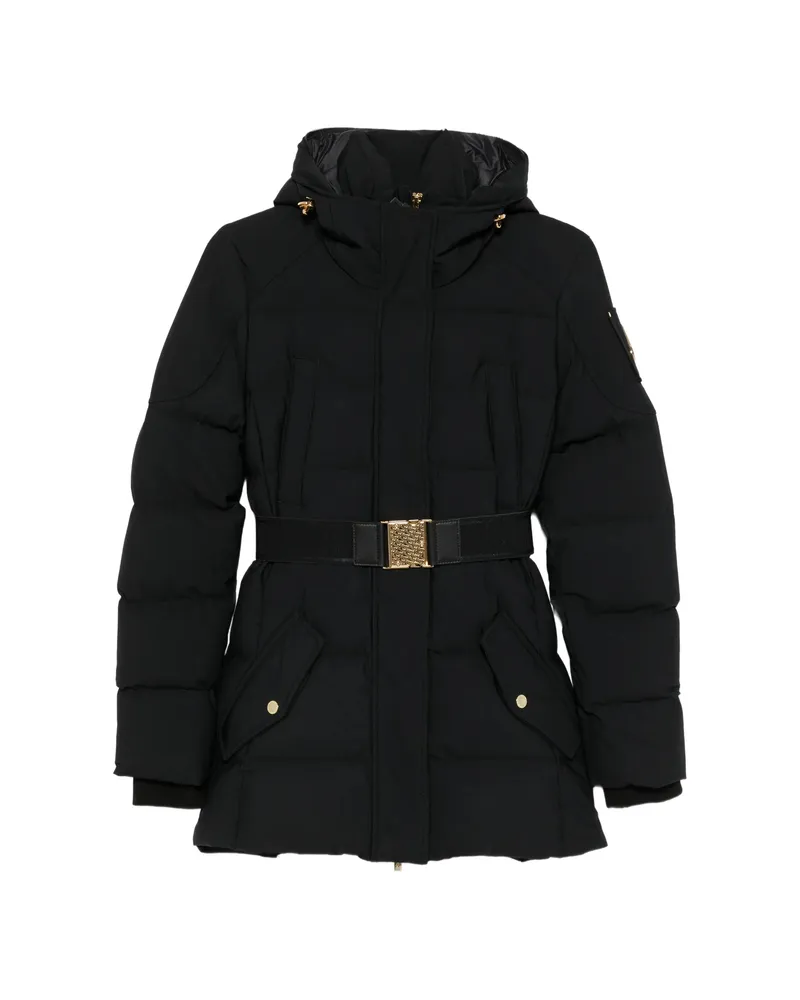 Moose Knuckles Belted Hooded Jacket Black
