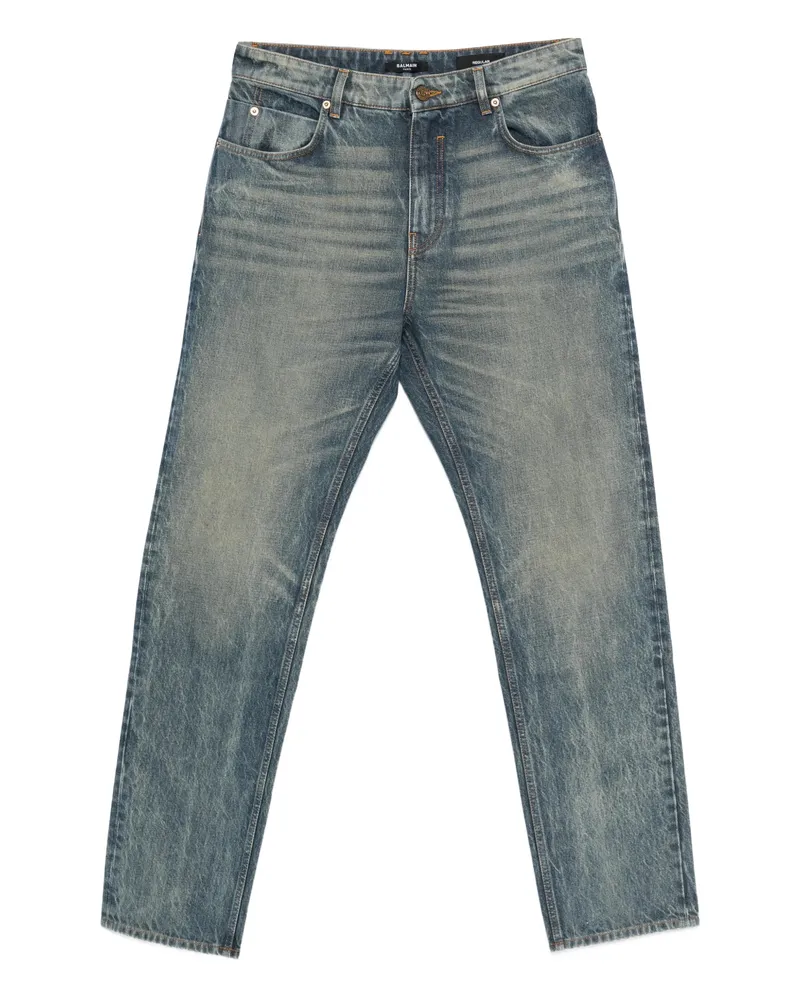 Balmain Logo-patch Jeans Blue