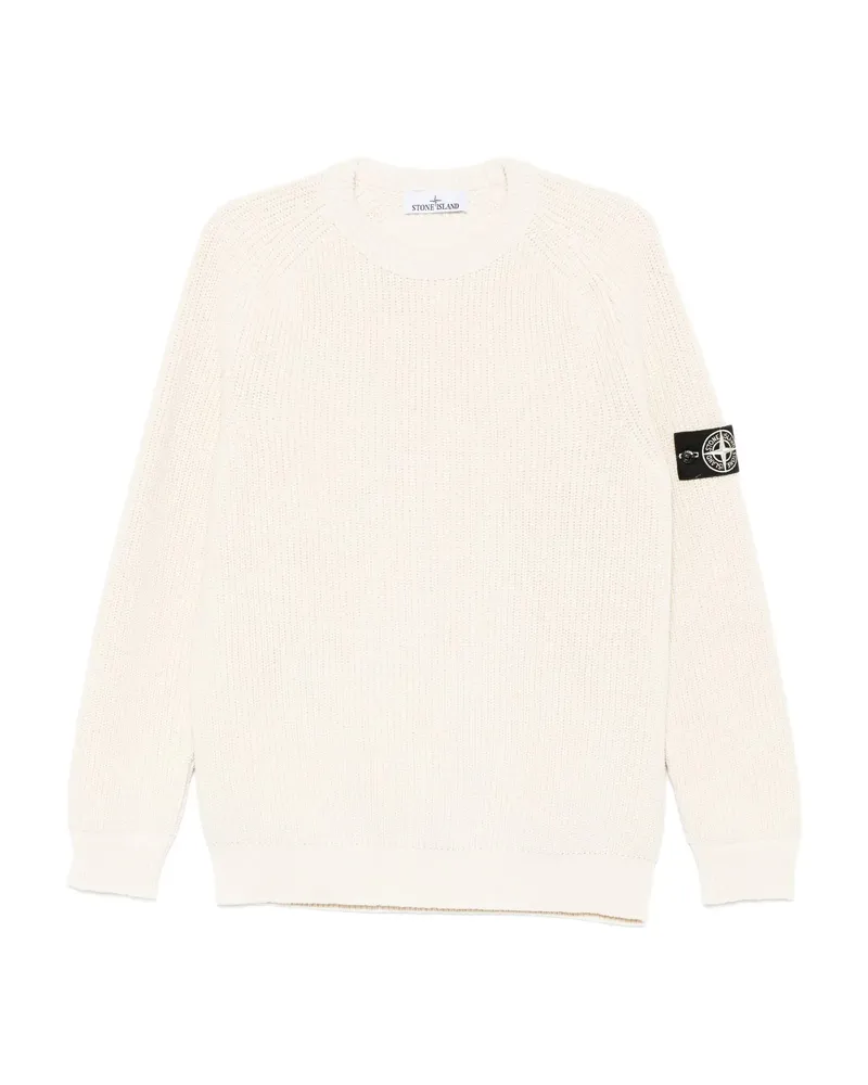 Stone Island Compass-badge Ribbed-knit Sweater Neutrals
