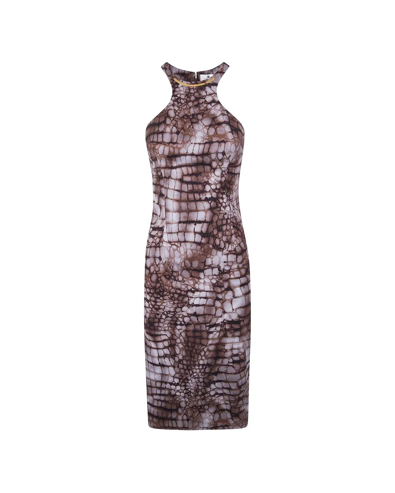 Elisabetta Franchi Animal-print Midi Dress Brown