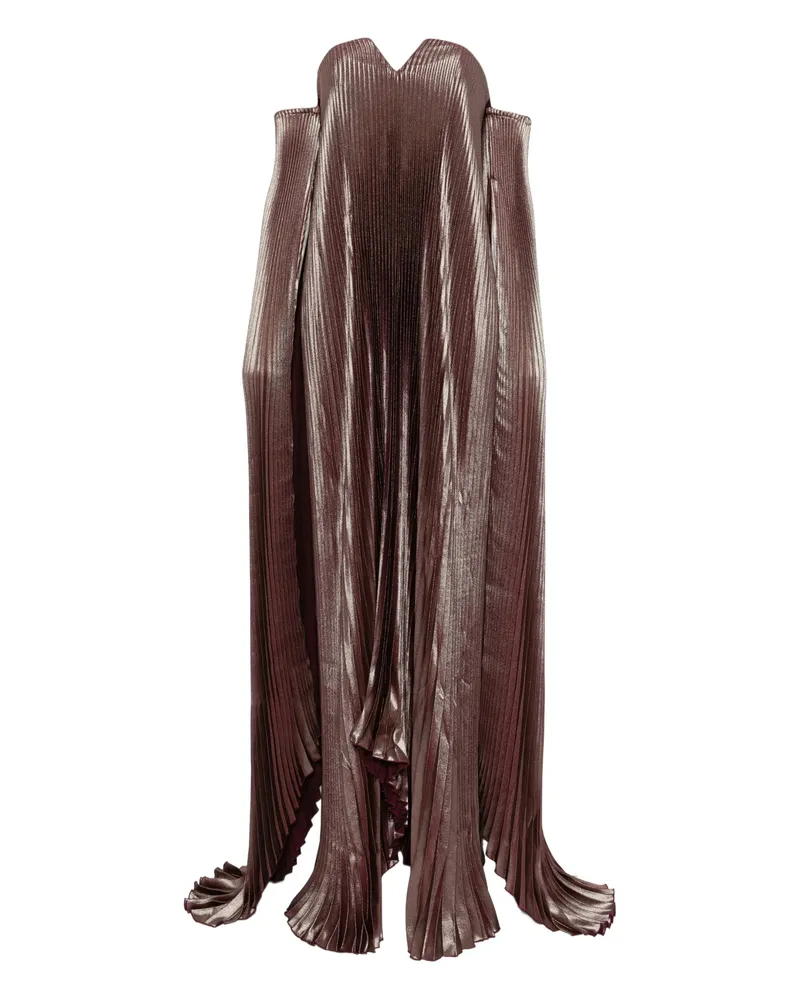 L'IDEE Pleated Detachable-sleeves Gown Purple