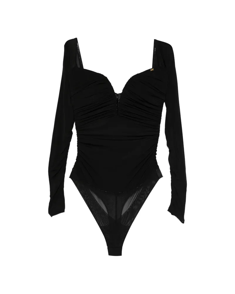 Elisabetta Franchi Ruched Bodysuit Black