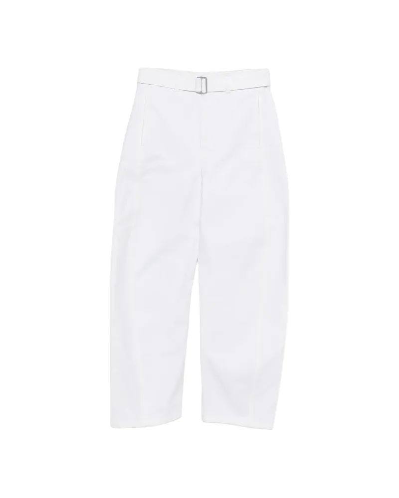 Christophe Lemaire Bleached Denim Belt Trousers White
