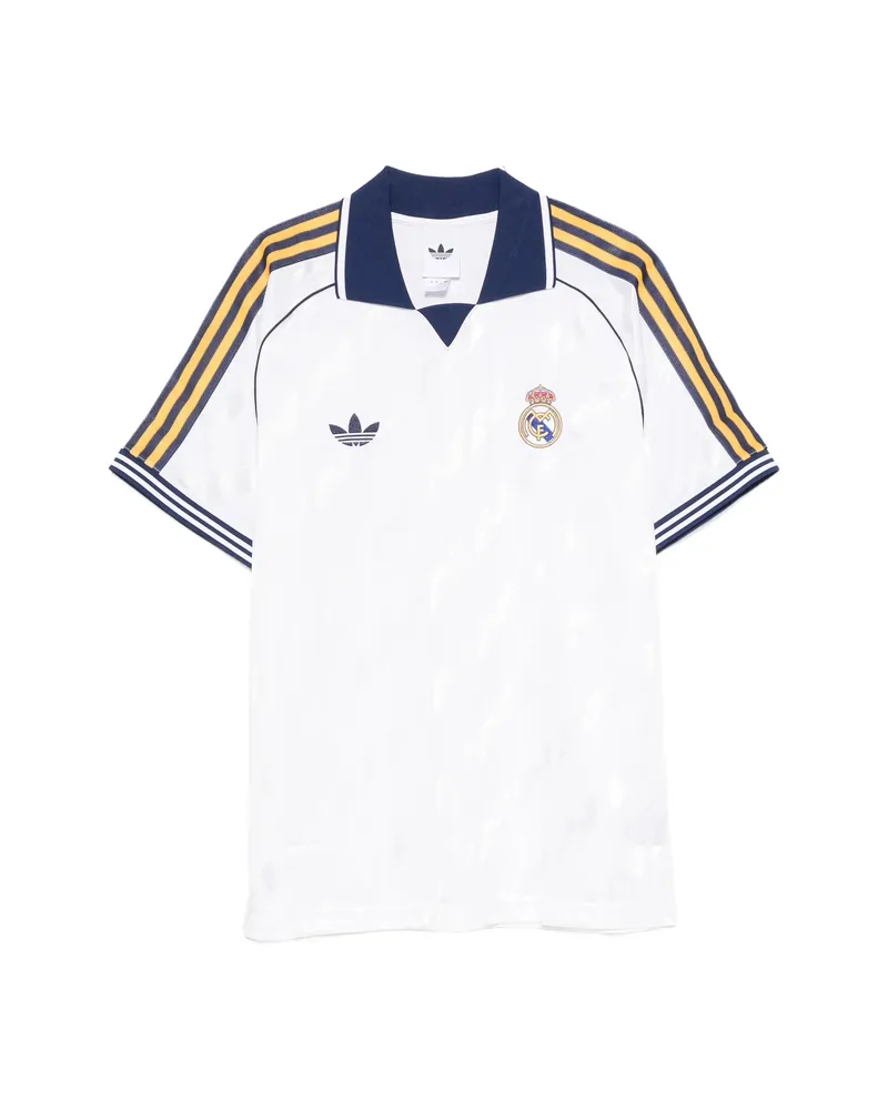adidas Real OG Logo-embroidered Striped T-shirt White