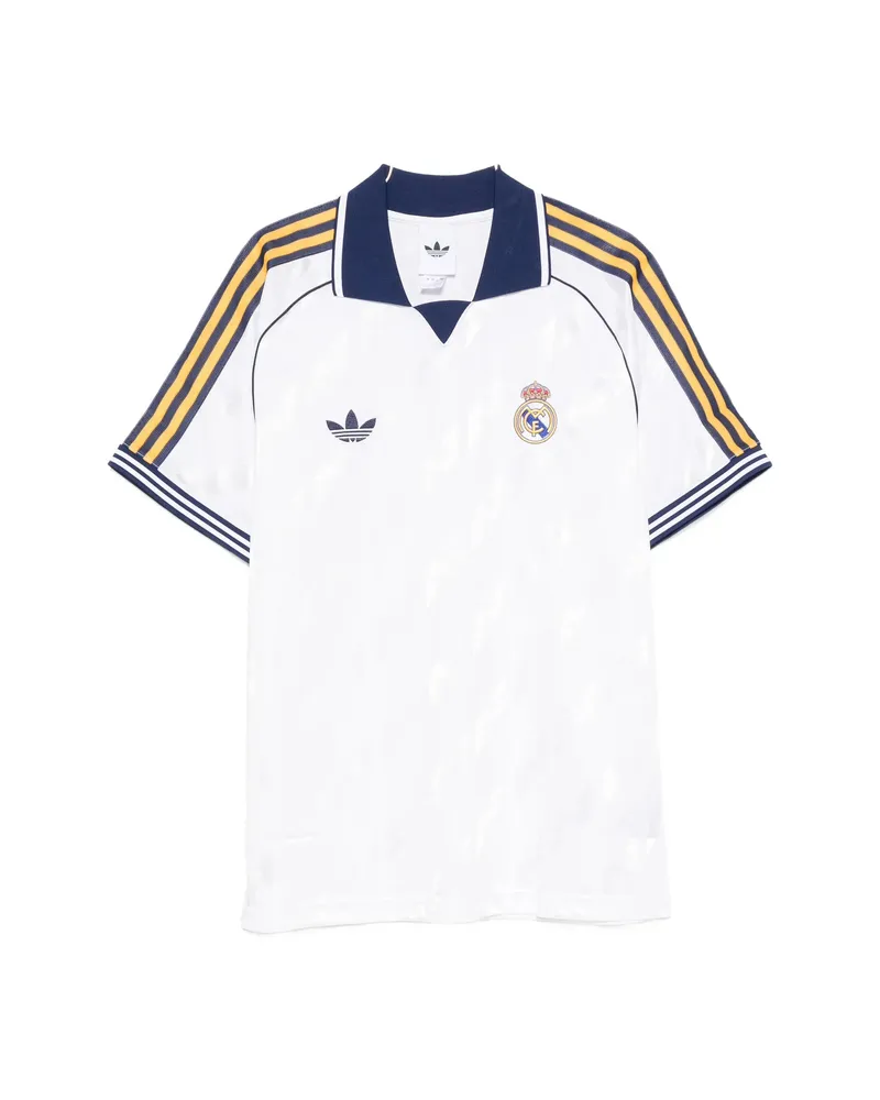 adidas Real OG Logo-embroidered Striped T-shirt White