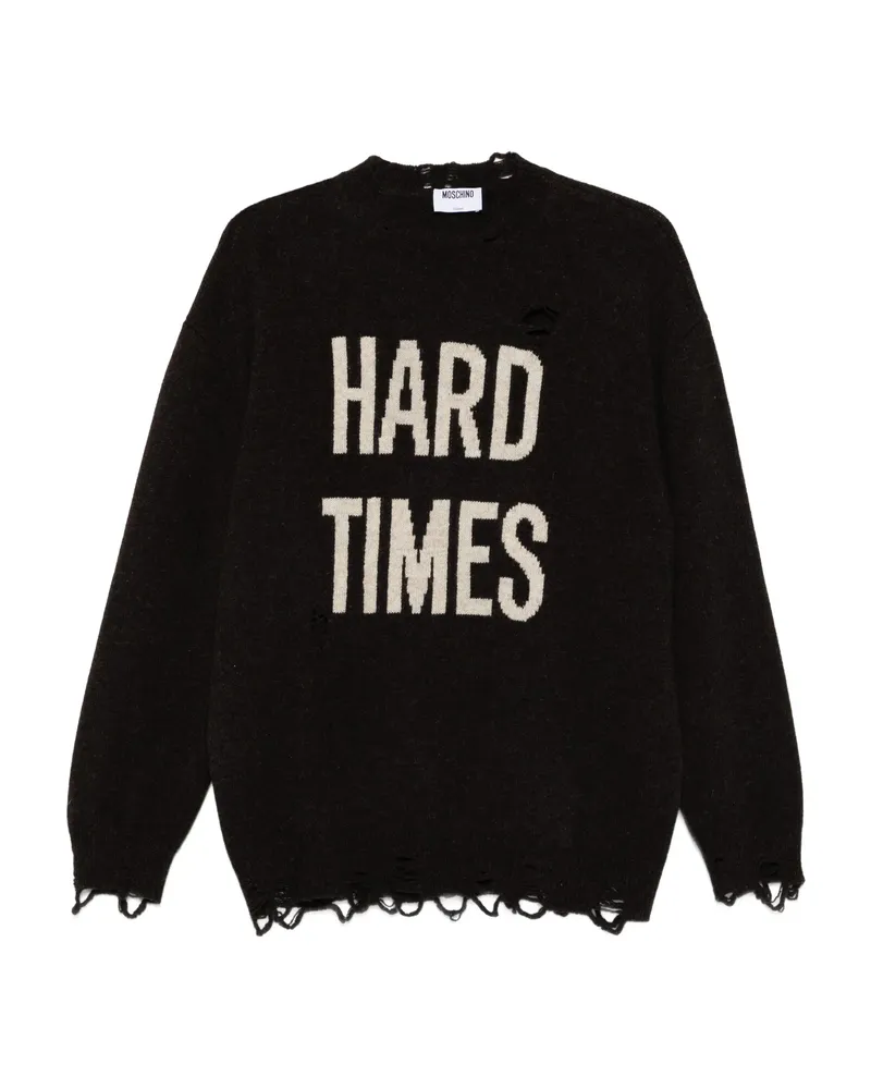 Moschino Distressed Crew-neck Sweater Brown