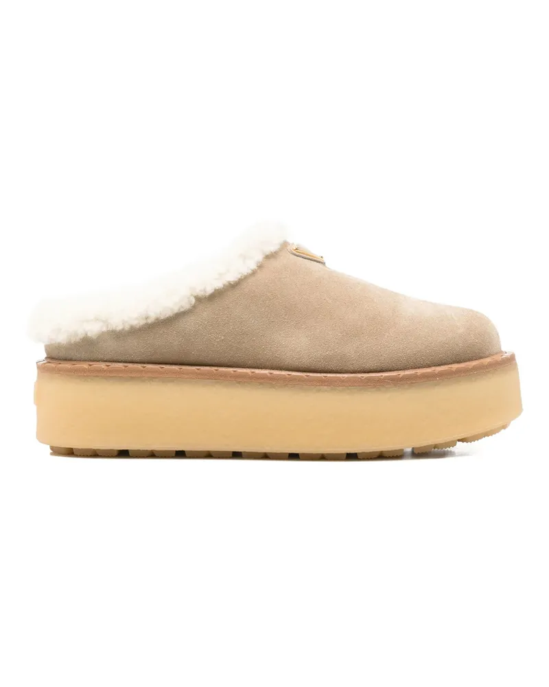 Prada Suede Slippers Neutrals
