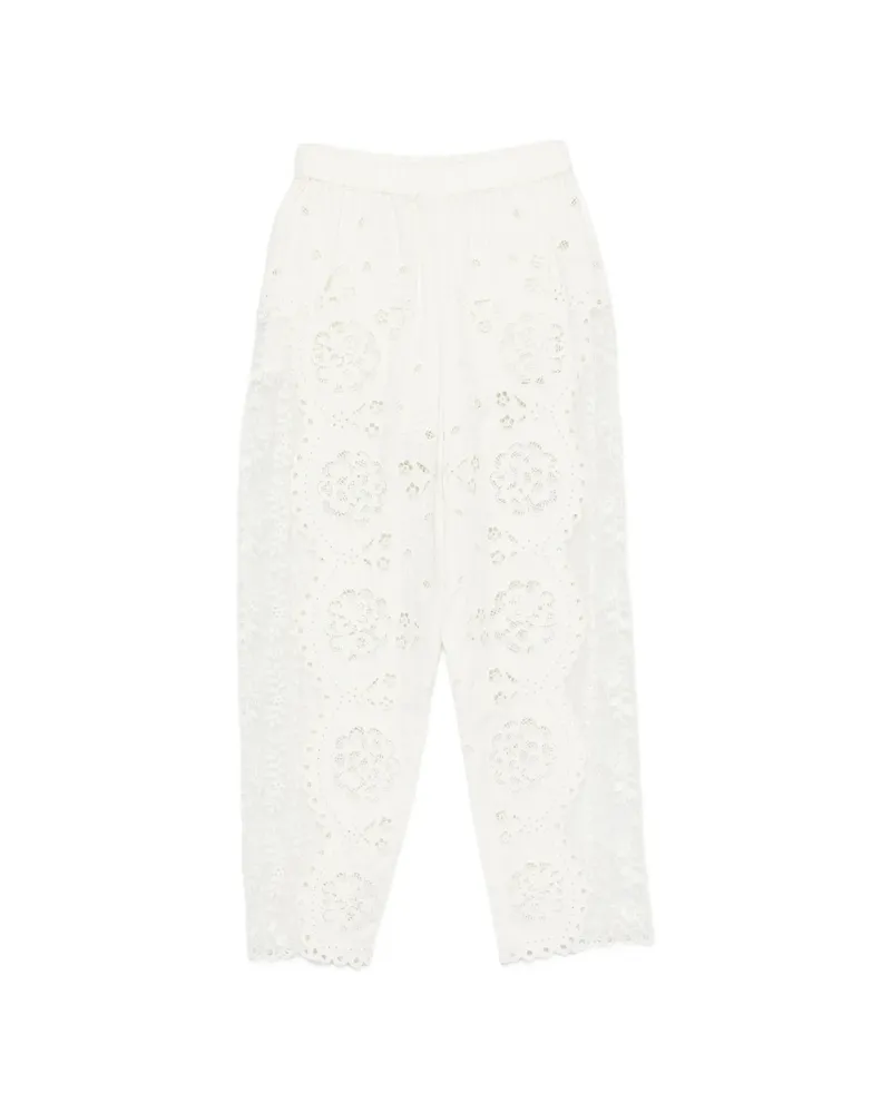 Sea Gardener Broderie-anglaise Panelled Trousers White