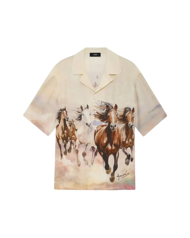 Amiri Horse-print Shirt Neutrals