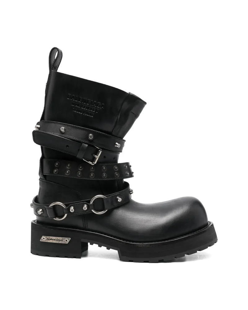 Balenciaga Venom City Studded Buckle Boots Black