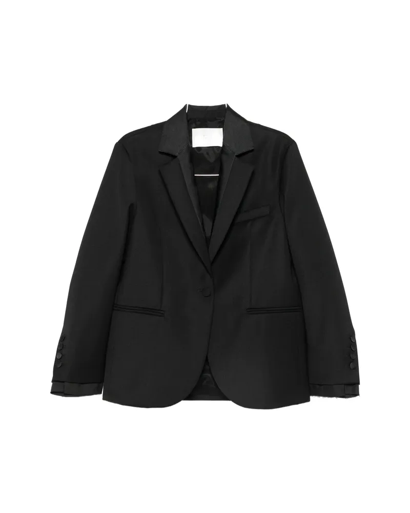 TELA Satin-trim Single-breasted Blazer Black