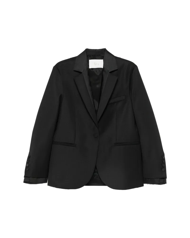 TELA Satin-trim Single-breasted Blazer Black