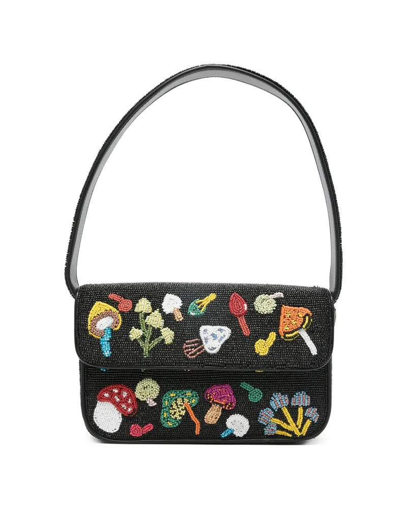 STAUD Tommy Beaded Shoulder Bag Black