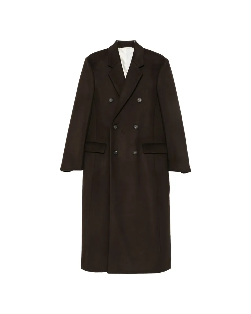 Carven Double-breasted Pearl-detail Coat Brown