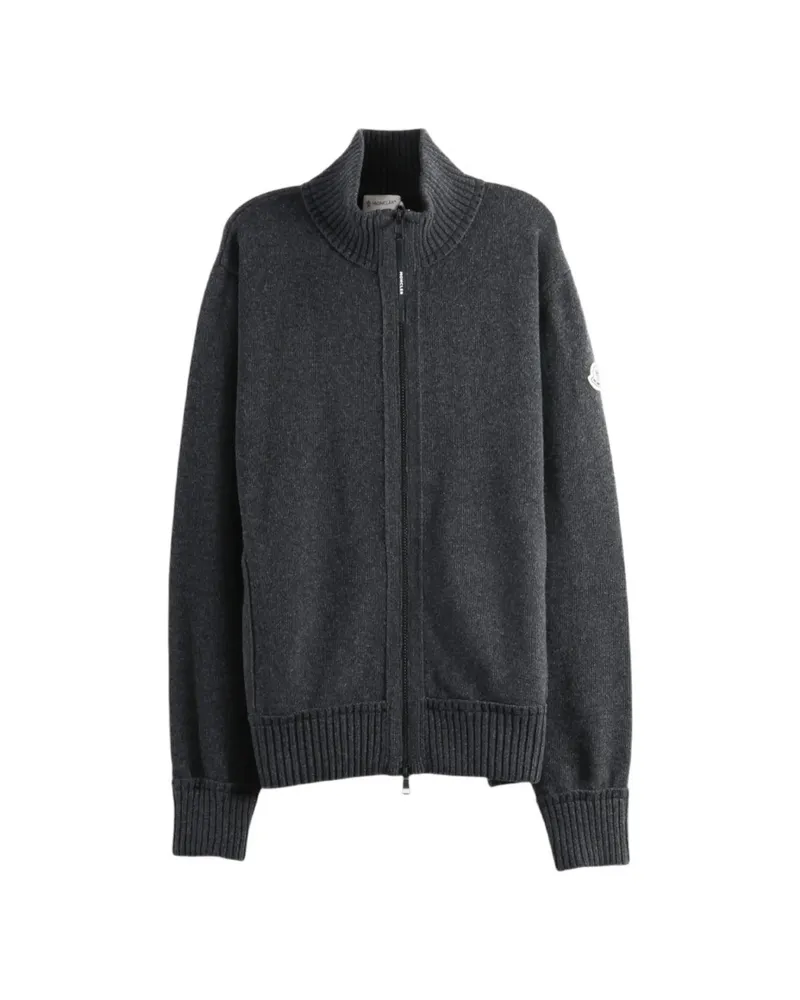 Moncler Logo-patch Zip-up Cardigan Grey