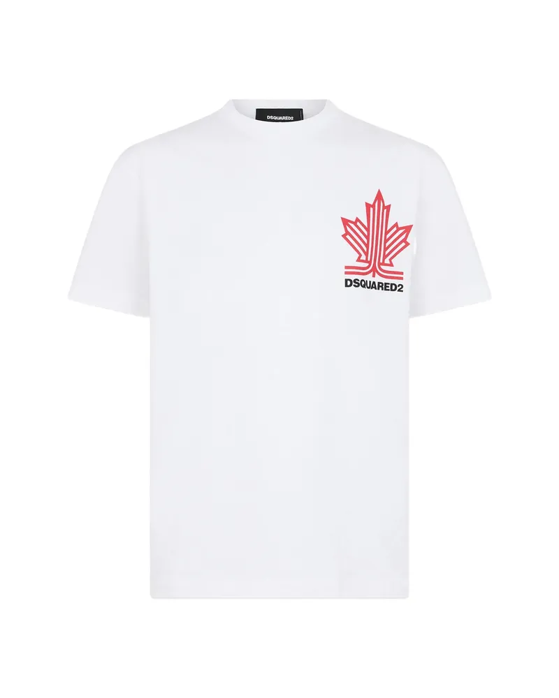 Dsquared2 Ski Leaf Cotton T-shirt White