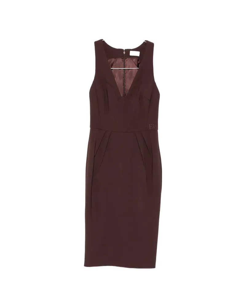 Elisabetta Franchi V-neck Midi Dress Brown