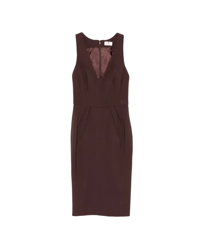 Elisabetta Franchi V-neck Midi Dress Brown