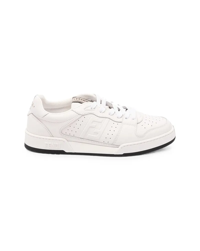 Fendi Logo-embossed Perforated Leather Sneakers White