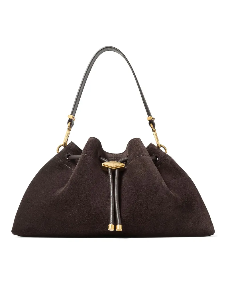 Jimmy Choo Medium Cinch Suede Shoulder Bag Brown