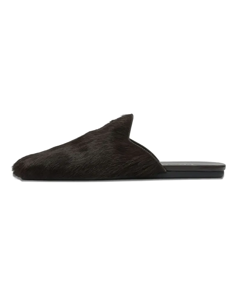Prada Logo-plaque Hair-calf Mules Brown