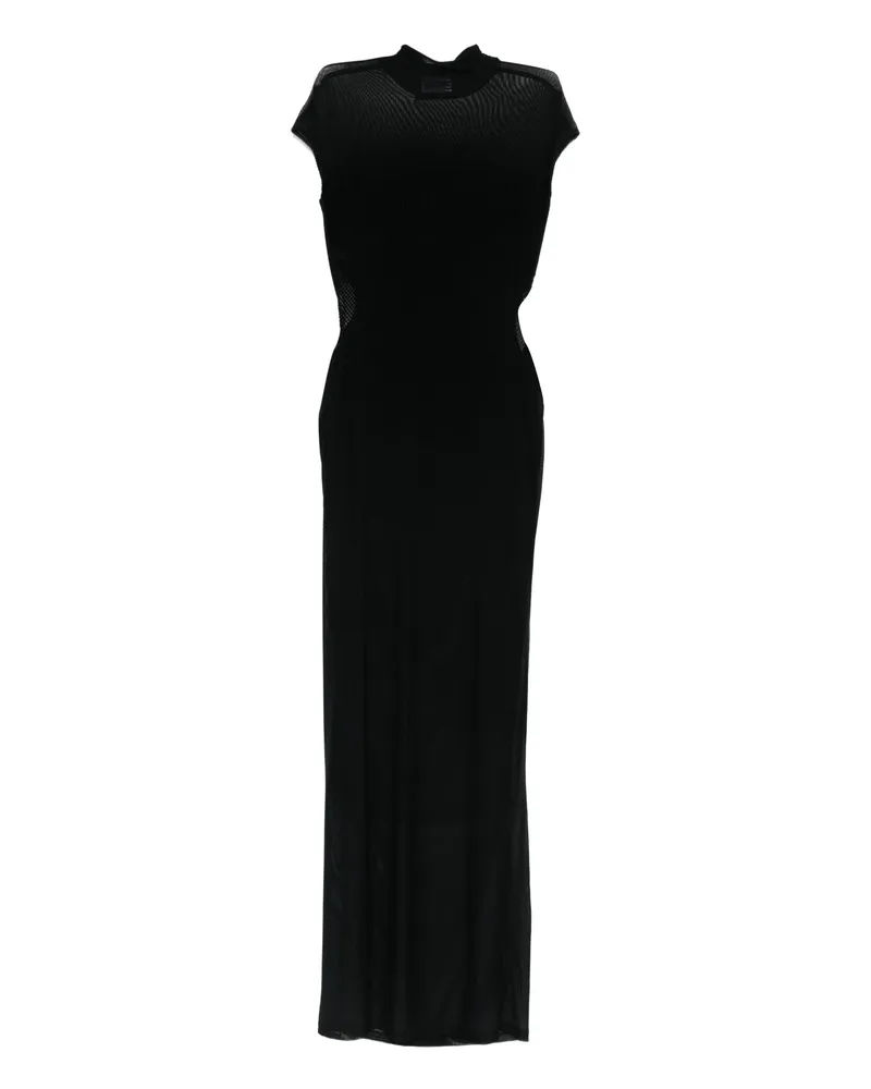Jean Paul Gaultier Mesh-panelled Maxi Dress Black