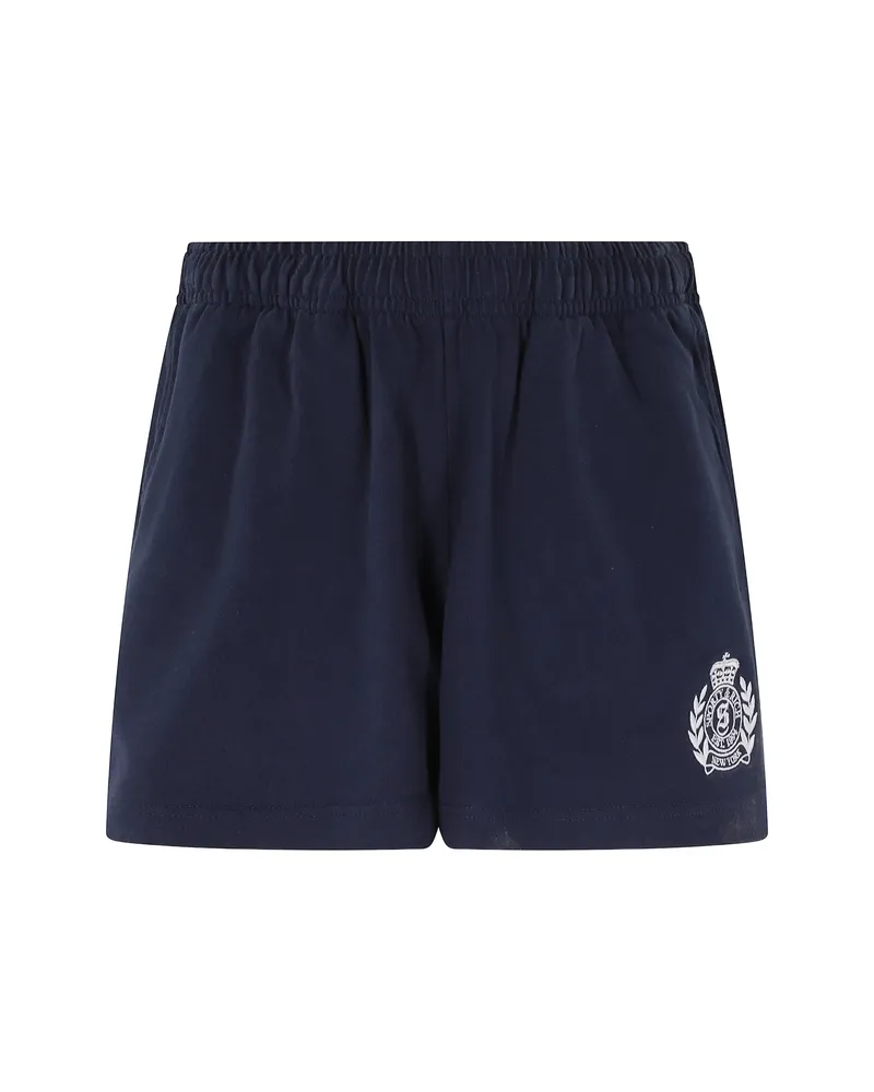 SPORTY & RICH Logo-print Elasticated-waist Shorts Blue