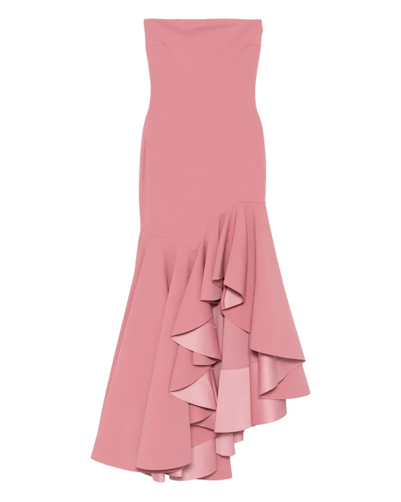 Solace London Ruffled Asymmetric Dress Pink