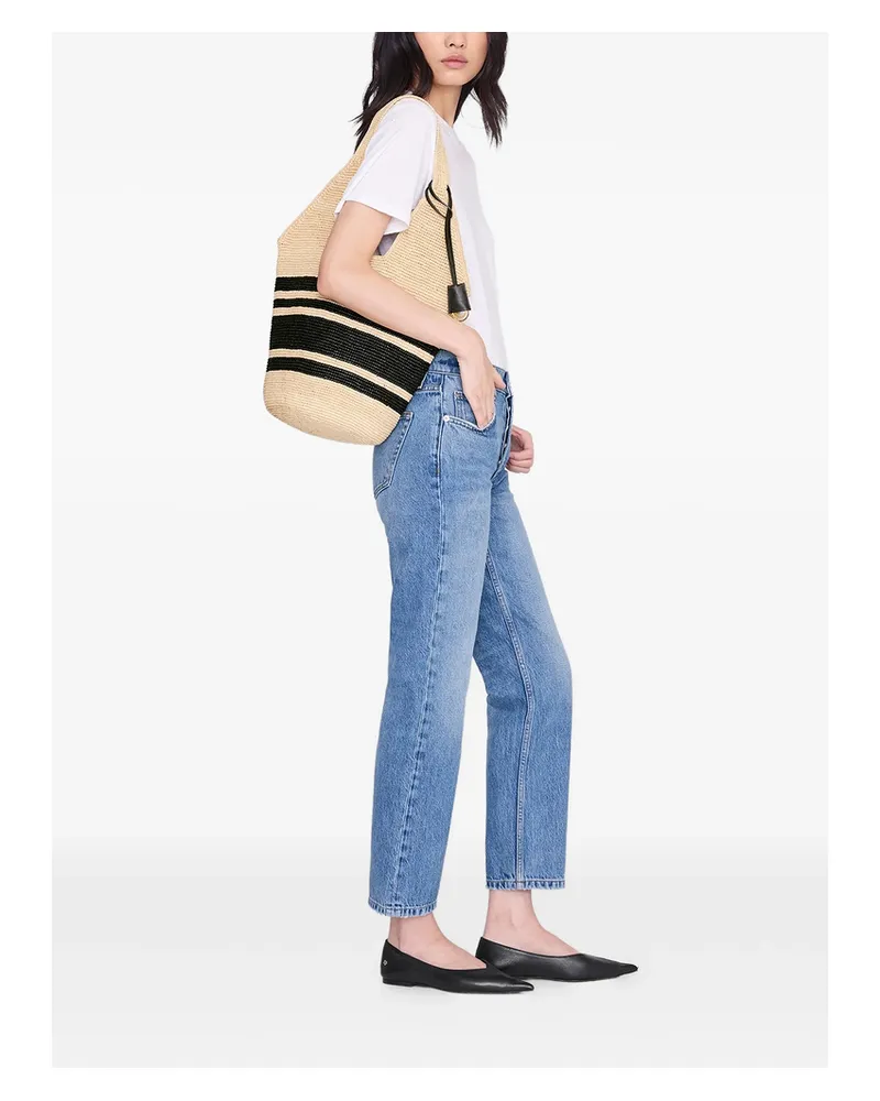 Anine Bing Stripes Leah Tote Bag Neutrals