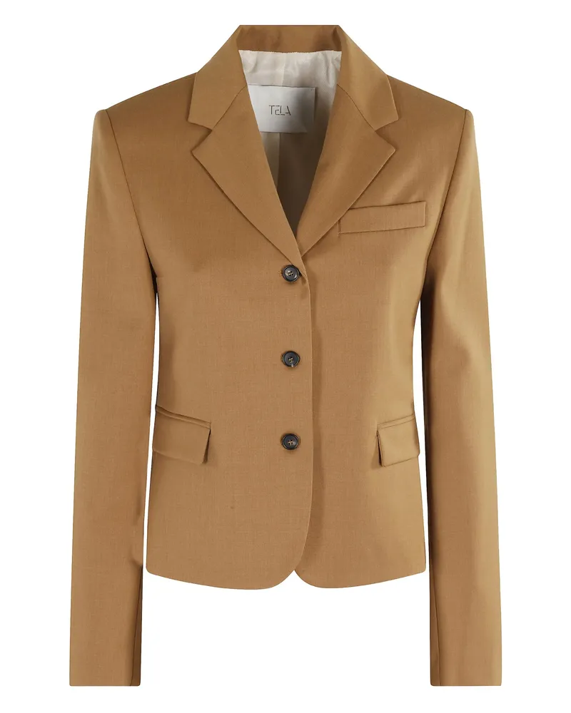 TELA Notched-lapel Three-button Jacket Brown