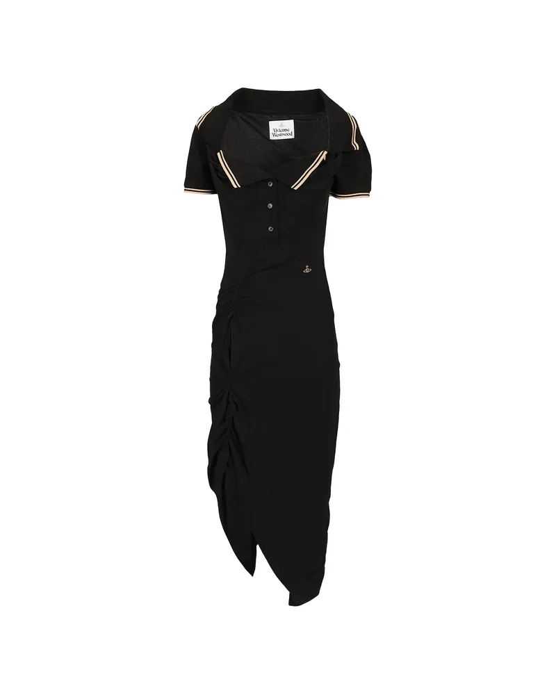 Vivienne Westwood Long Monday Pulling Polo-collar Midi Dress Black