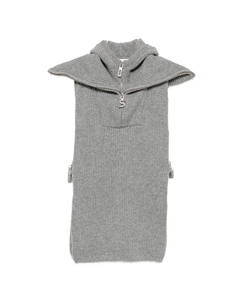 SPORTMAX Ribbed-knit Hooded Knit Grey