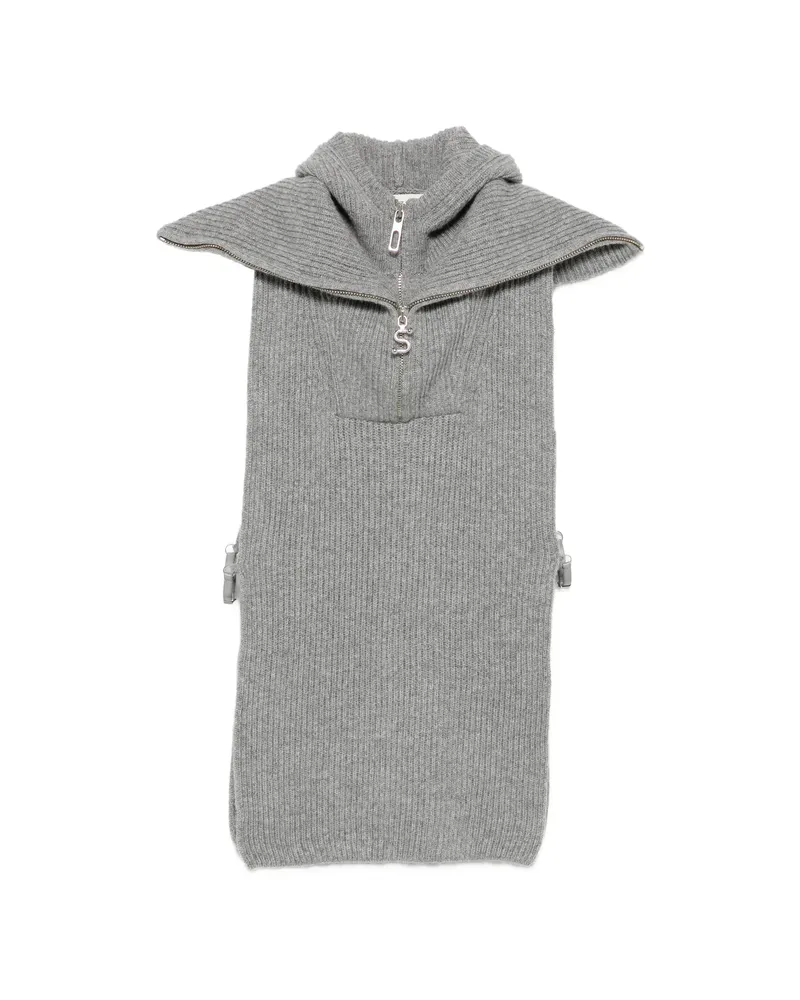 SPORTMAX Ribbed-knit Hooded Knit Grey