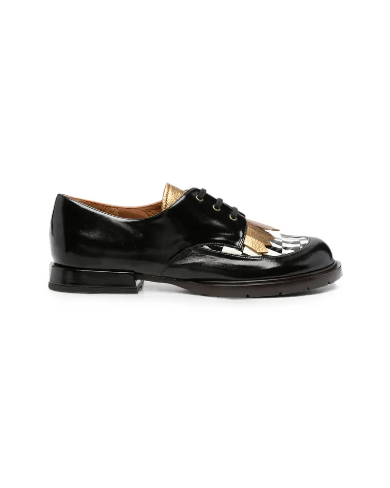 Chie Mihara Jeripa Fringed Checkered Loafers Black