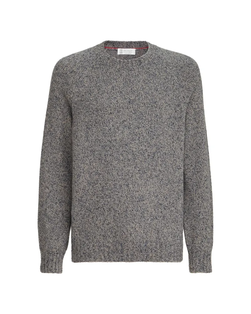 Brunello Cucinelli Virgin Wool, Silk And Cashmere Chiné Sweater Grey