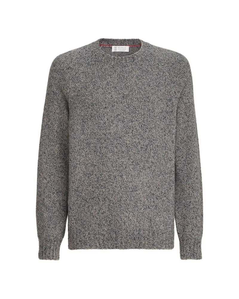 Brunello Cucinelli Virgin Wool, Silk And Cashmere Chiné Sweater Grey