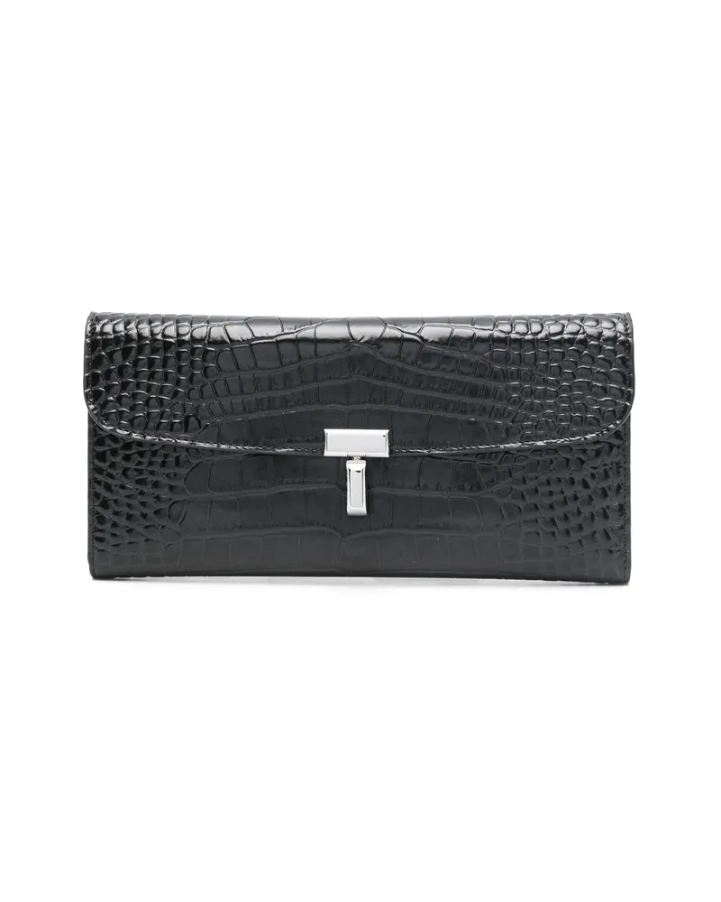 Totême T-lock Crocodile-embossed Wallet Black