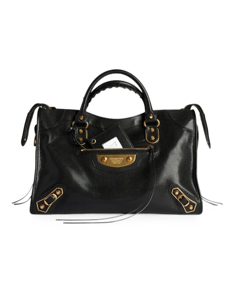 Balenciaga Le City Uptown Stud-embellished Leather Tote Bag Black